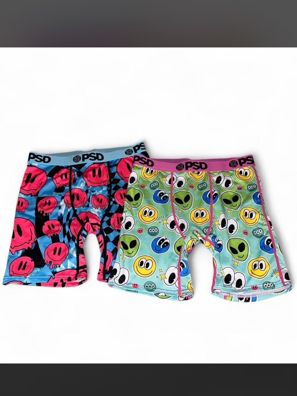 PSD Kids Boxer Briefs - Pink & Green Multicolor Emoji and Alien Set